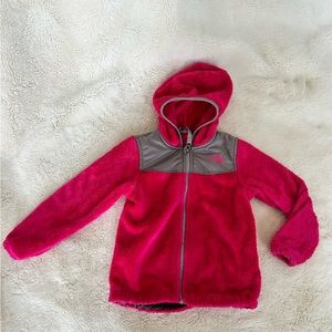 North Face pink fuzzy zip up- size 4T